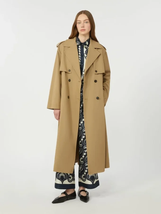 Fluid printed silk trousers, navy