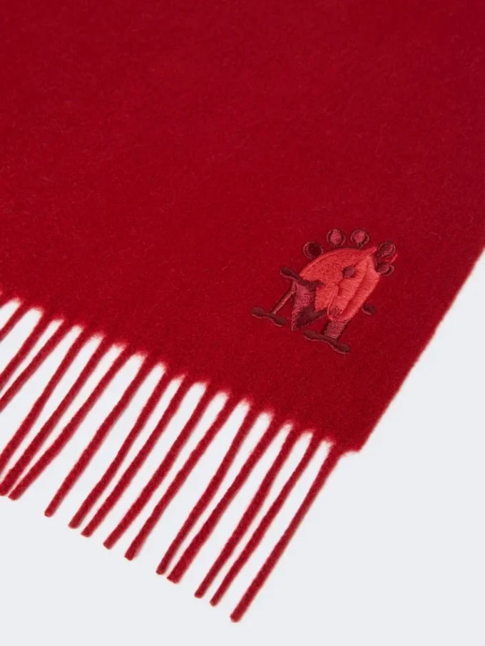 Fringed cashmere stole, dark red