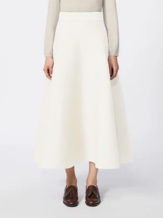 Full, tech wool skirt, ivory