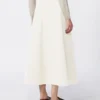 Full, tech wool skirt, ivory