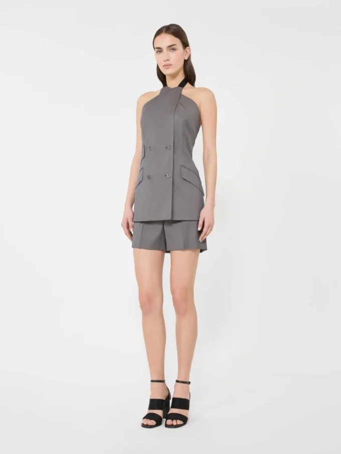 Gabardine wool shorts, medium grey