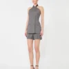 Gabardine wool sleeveless jacket, medium grey
