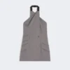 Gabardine wool sleeveless jacket, medium grey