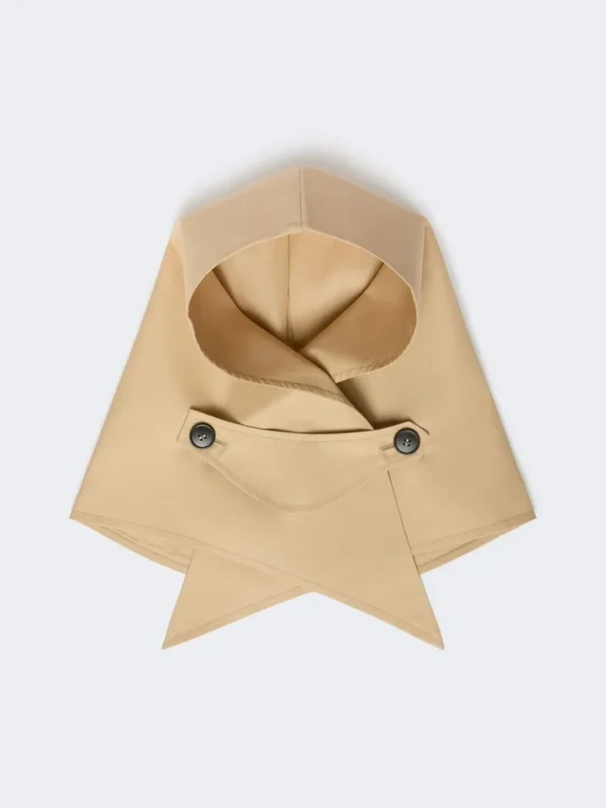 Hat-foulard in water-repellent gabardine, beige