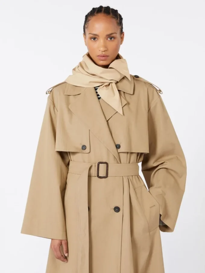 Hat-foulard in water-repellent gabardine, beige