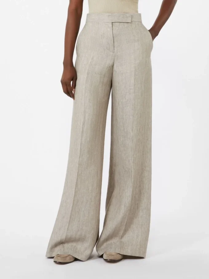 Herringbone linen twill trousers, beige Herringbone linen twill trousers, beige