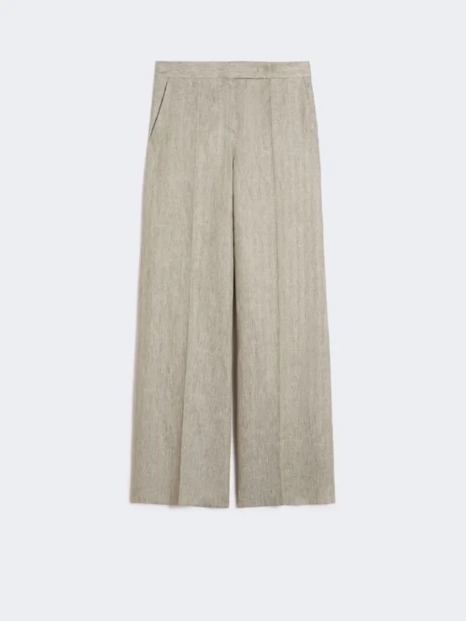 Herringbone linen twill trousers, beige Herringbone linen twill trousers, beige