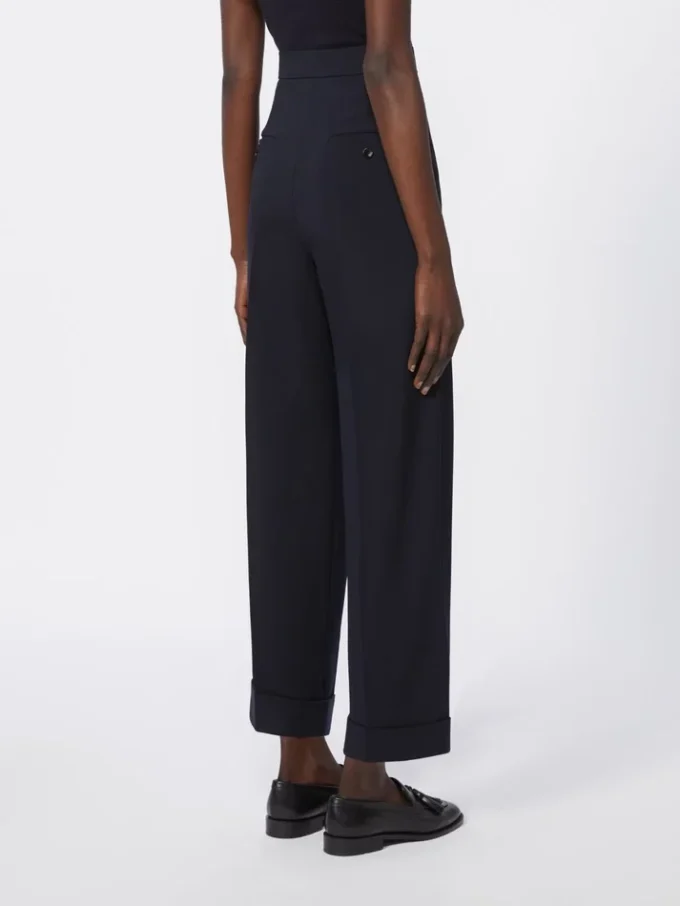 High-waisted wool trousers, ultramarine