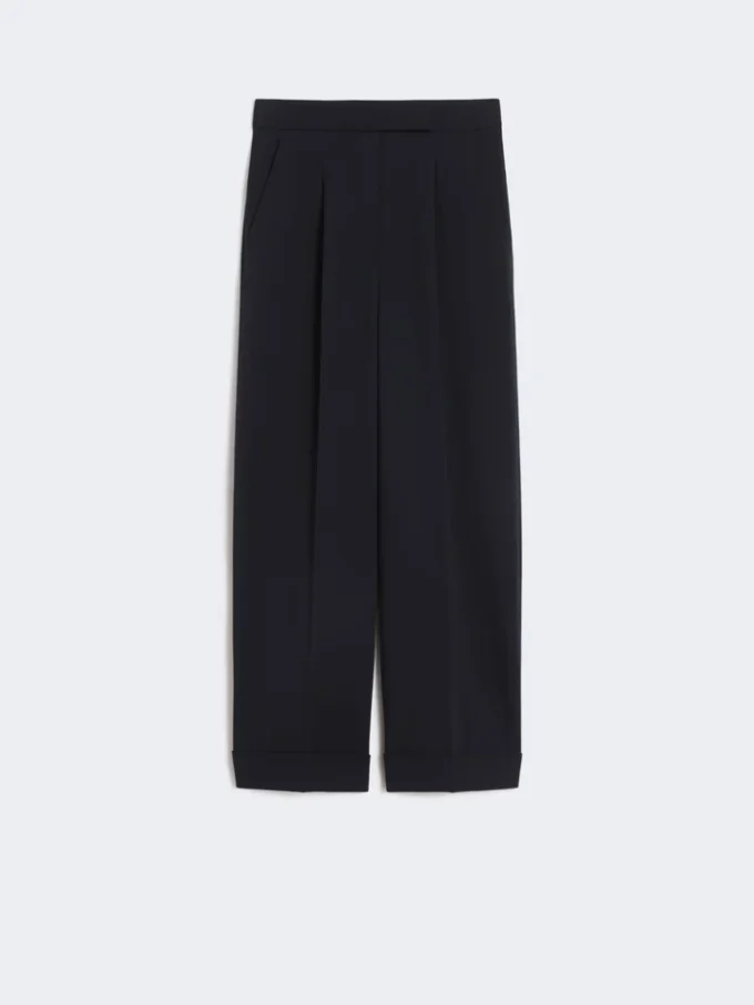 High-waisted wool trousers, ultramarine