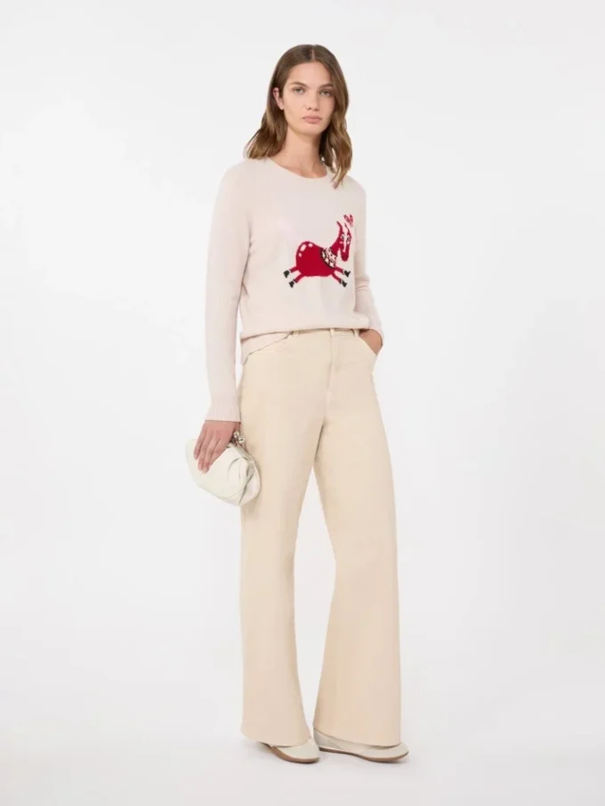 Inlay-detail cashmere sweater, sand Inlay-detail cashmere sweater, sand