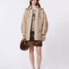 Padded coat in double-sided wool and nylon, camel