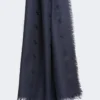 Jacquard-knit wool and silk shawl, midnightblue Jacquard-knit wool and silk shawl, midnightblue