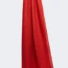 Jacquard wool and silk yarn stole, red