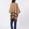 Jacquard wool poncho, camel