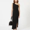 Jersey one-shoulder dress, black
