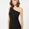 Jersey one-shoulder dress, black