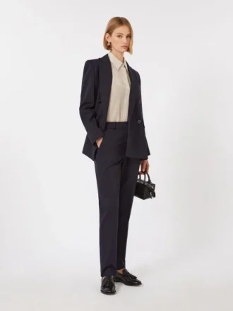 Milano-knit double-breasted jersey blazer, navy