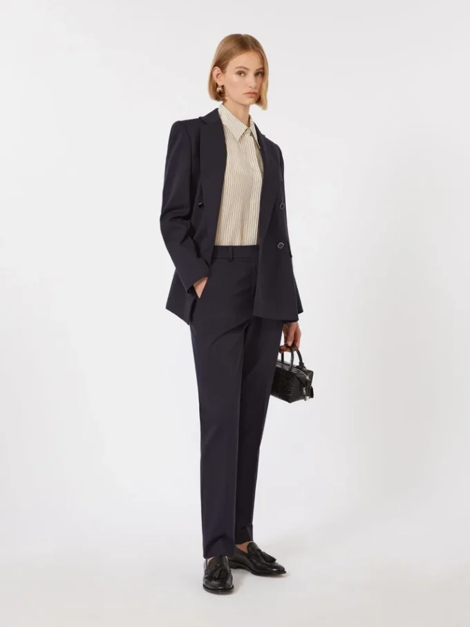 Milano-knit double-breasted jersey blazer, navy