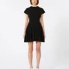 Knit dress, fitted at the waist, black