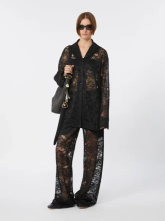 Floral lace jacket, black