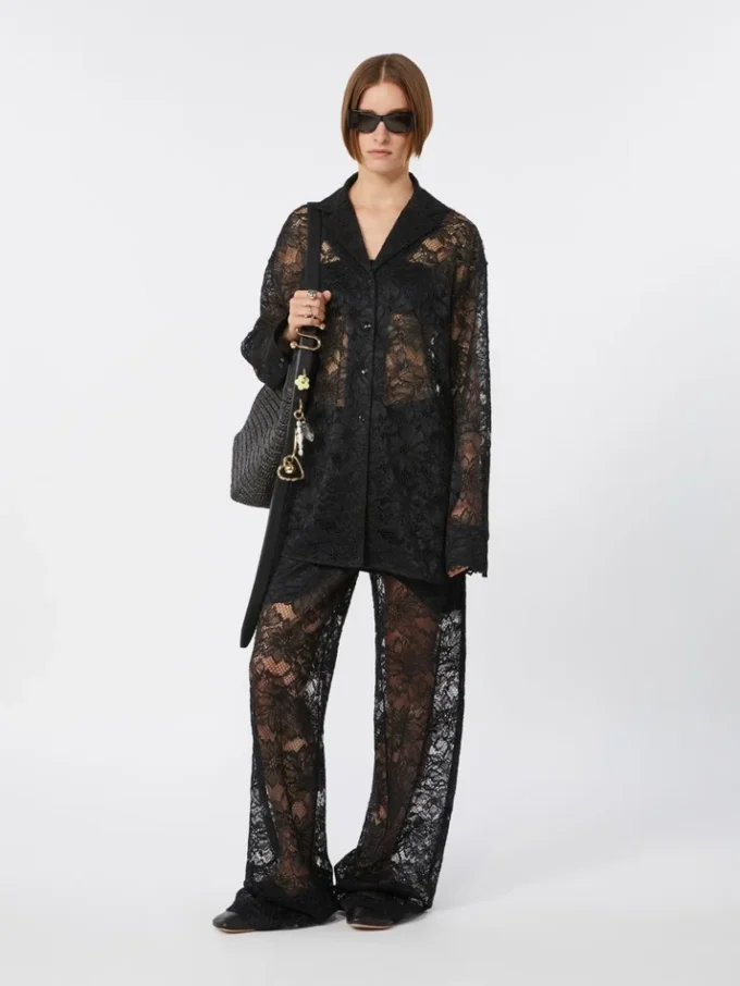 Floral lace jacket, black