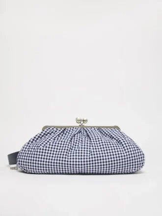 Large gingham cotton pasticcino bag, ultramarine