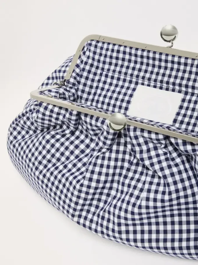 Large gingham cotton pasticcino bag, ultramarine Large gingham cotton pasticcino bag, ultramarine