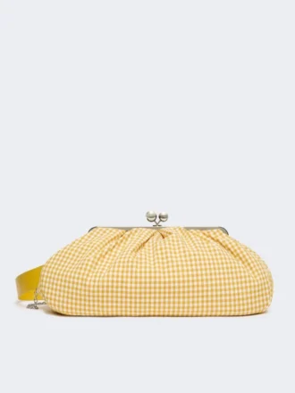 Large gingham cotton pasticcino bag, yellow