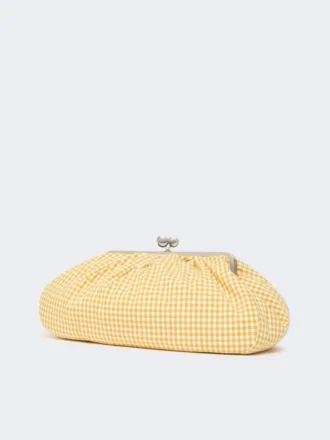 Large gingham cotton pasticcino bag, yellow