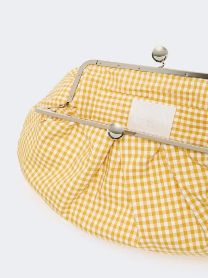 Large gingham cotton pasticcino bag, yellow Large gingham cotton pasticcino bag, yellow