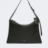 Large, low-sheen leather handbag, black Large, low-sheen leather handbag, black