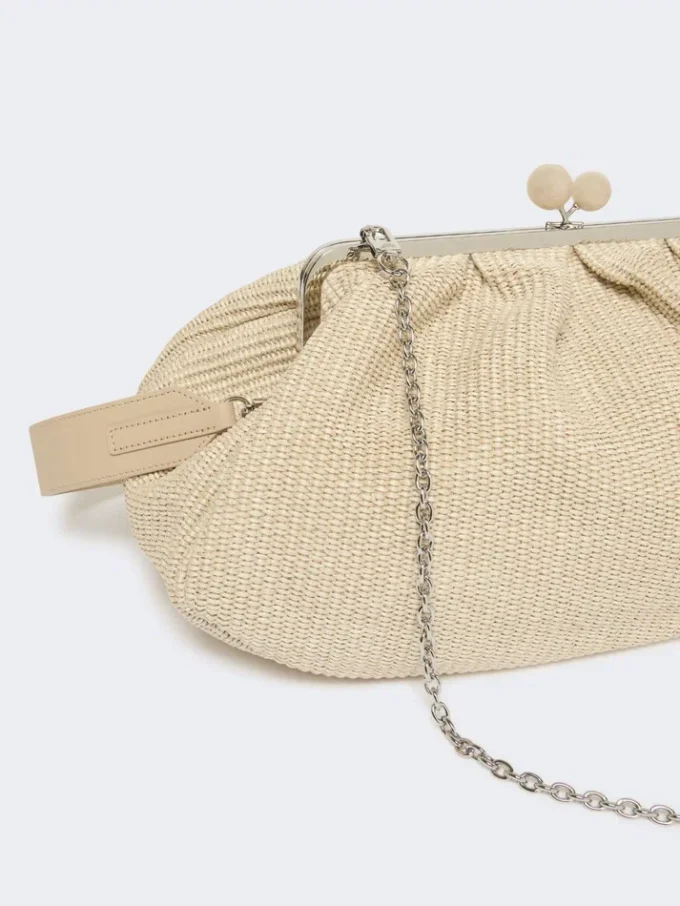 Large raffia-effect pasticcino bag, turtledove