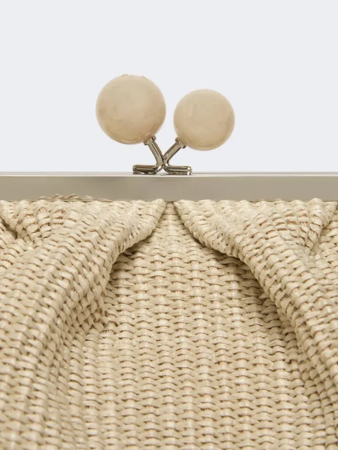 Large raffia-effect pasticcino bag, turtledove