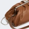 Large sheepskin pasticcino bag, tobacco