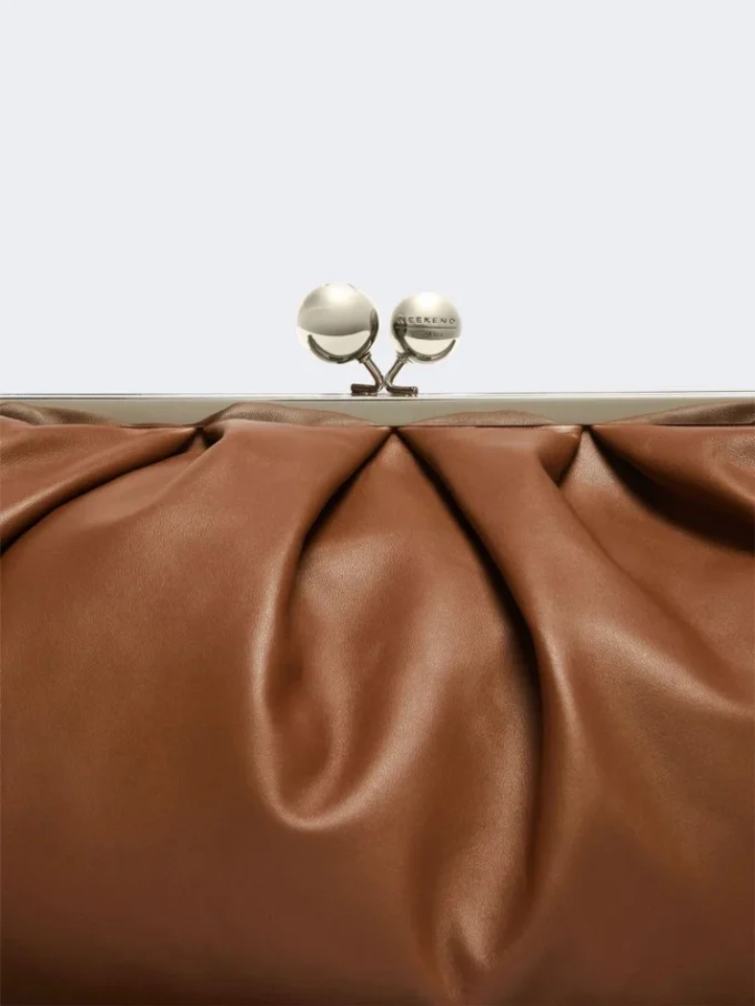 Large sheepskin pasticcino bag, tobacco