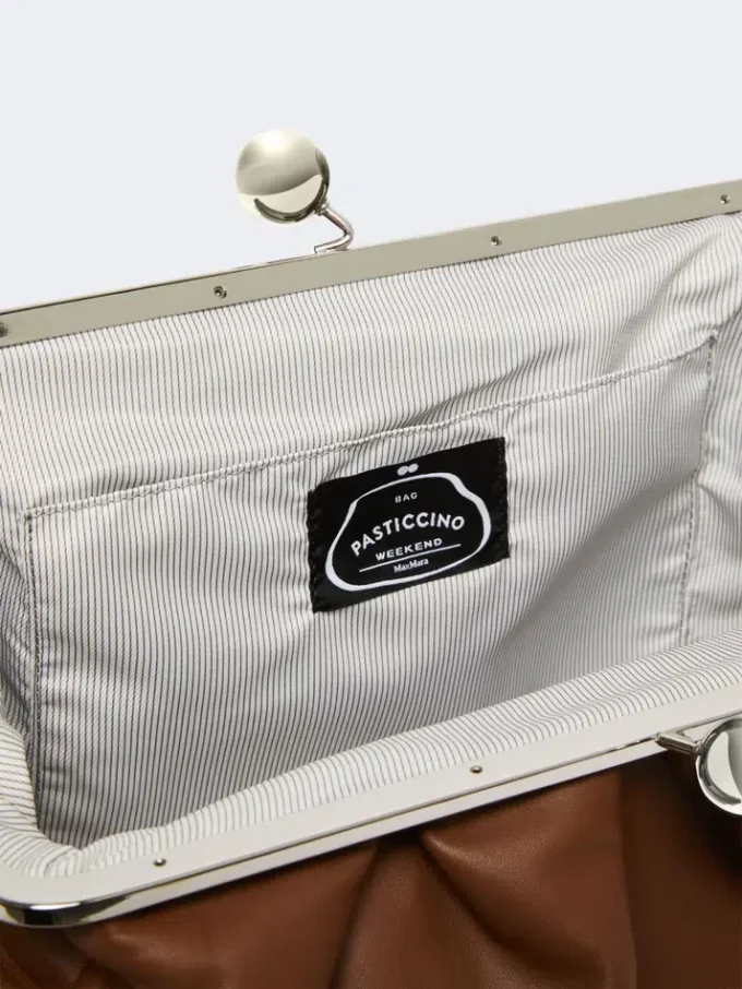 Large sheepskin pasticcino bag, tobacco