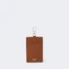 Leather badge holder, amber brown