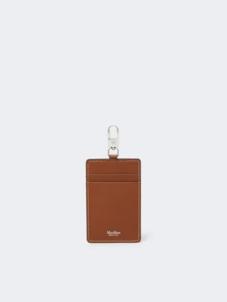 Leather badge holder, amber brown