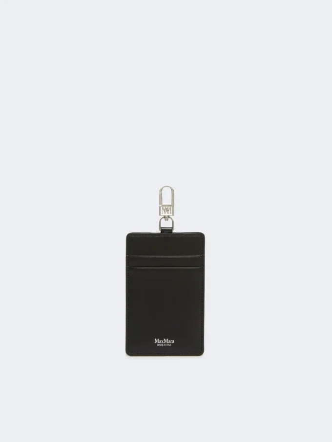 Leather badge holder, black