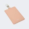 Leather badge holder, pink