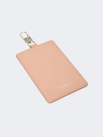Leather badge holder, pink