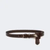 Leather belt with tip, dark brown
