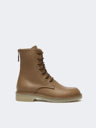 Leather combat boots, hazelnut brown
