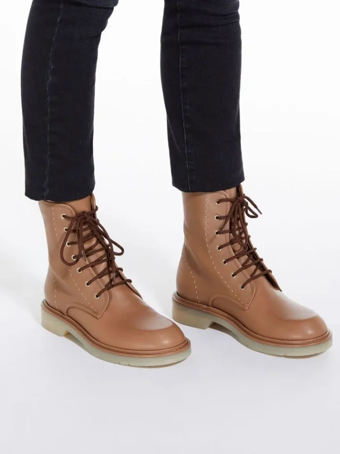 Leather combat boots, hazelnut brown Leather combat boots, hazelnut brown