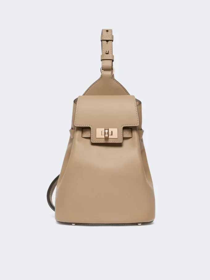 Leather, one-shoulder margaux backpack, mud