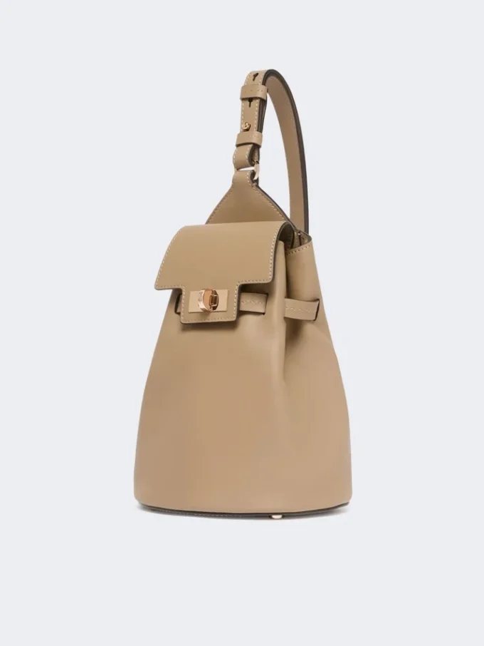 Leather, one-shoulder margaux backpack, mud