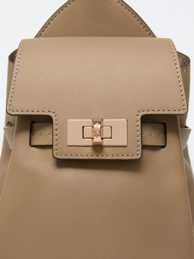 Leather, one-shoulder margaux backpack, mud