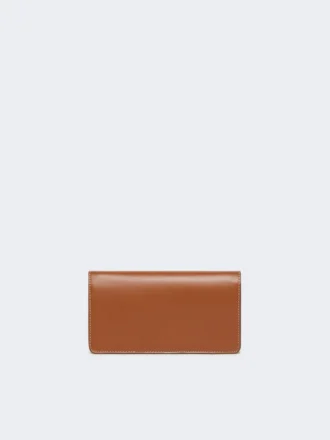 Leather phone pouch, amber brown