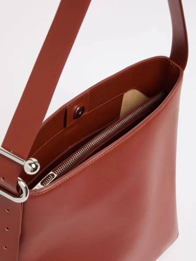 Leather s-buckle shopper bag, rust