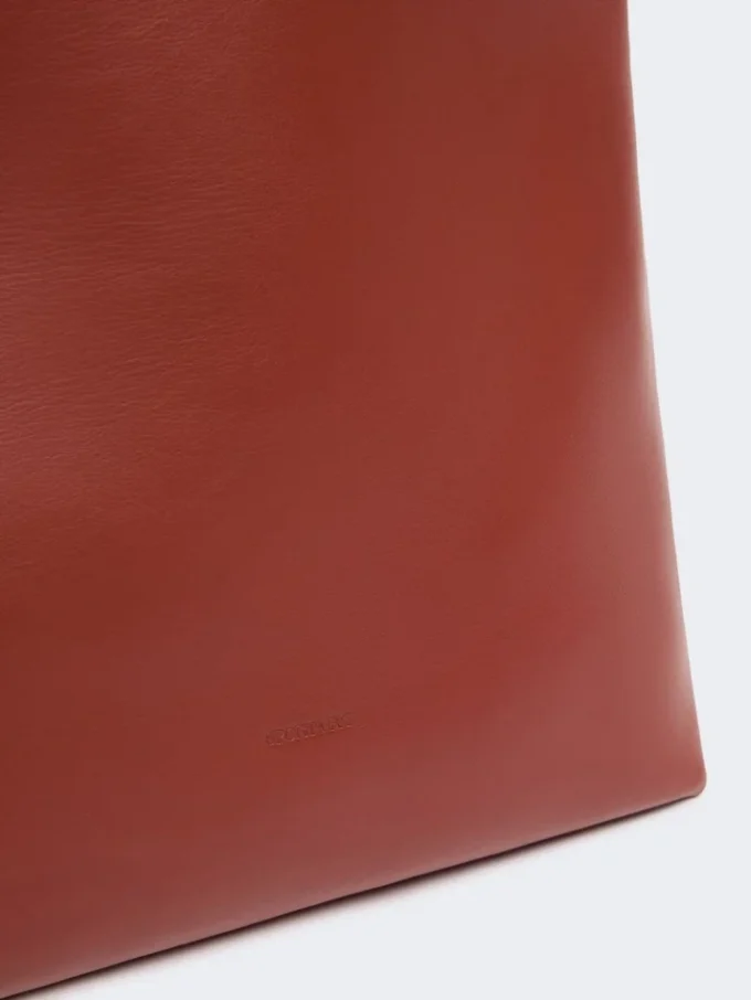 Leather s-buckle shopper bag, rust